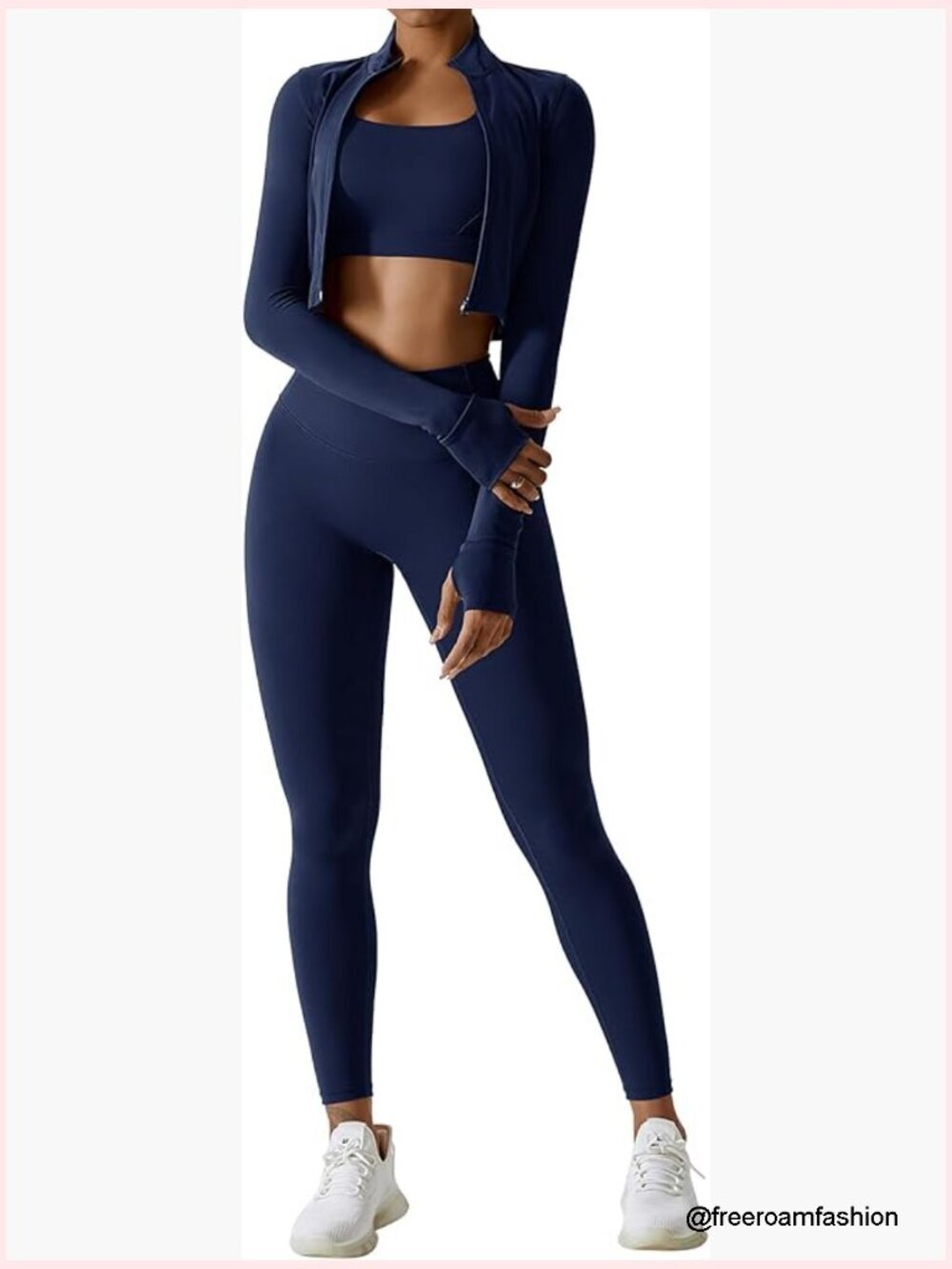3-Piece High Waisted Seamless Leggings Crop Top Jacket Gym Yoga Set